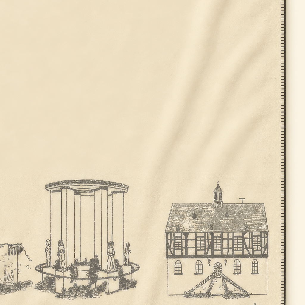 Kolter Decke mit historischen Gebäuden und Brunnenmotiv.