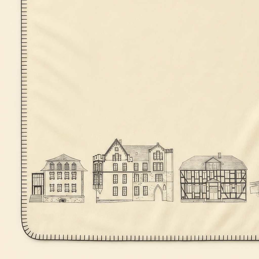Kolter Decke mit historischen Fachwerkhäusern und Kirche.