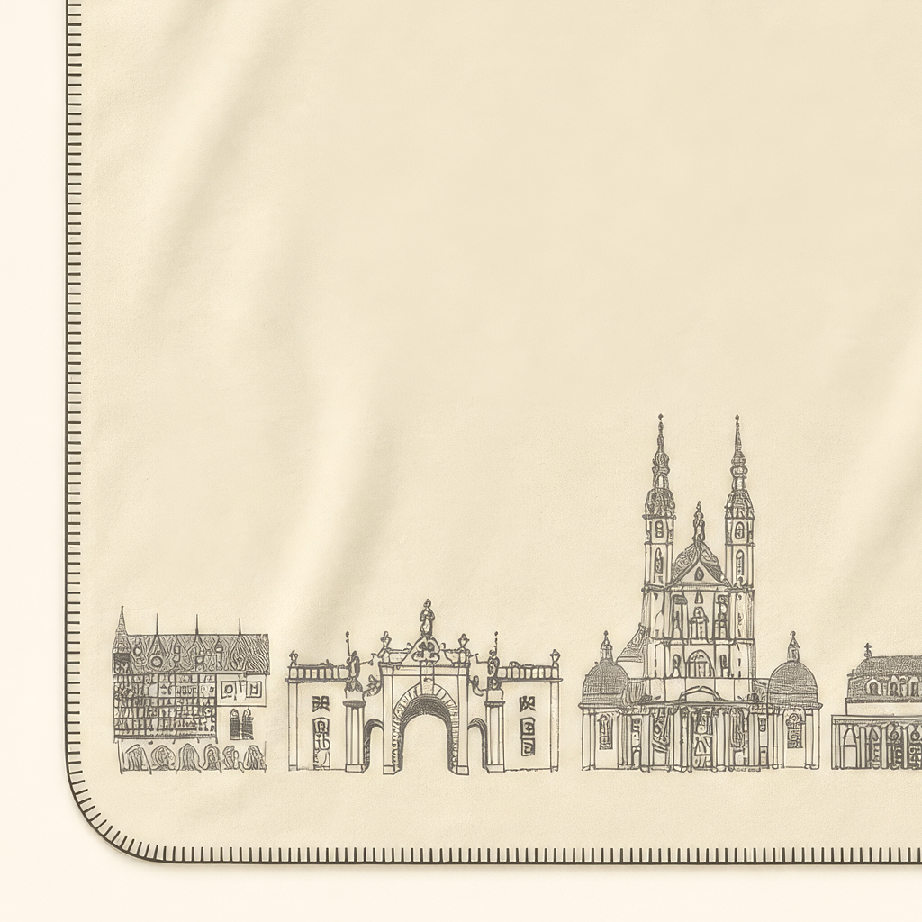 Kolter Decke mit Fulda Skyline Zeichnung.