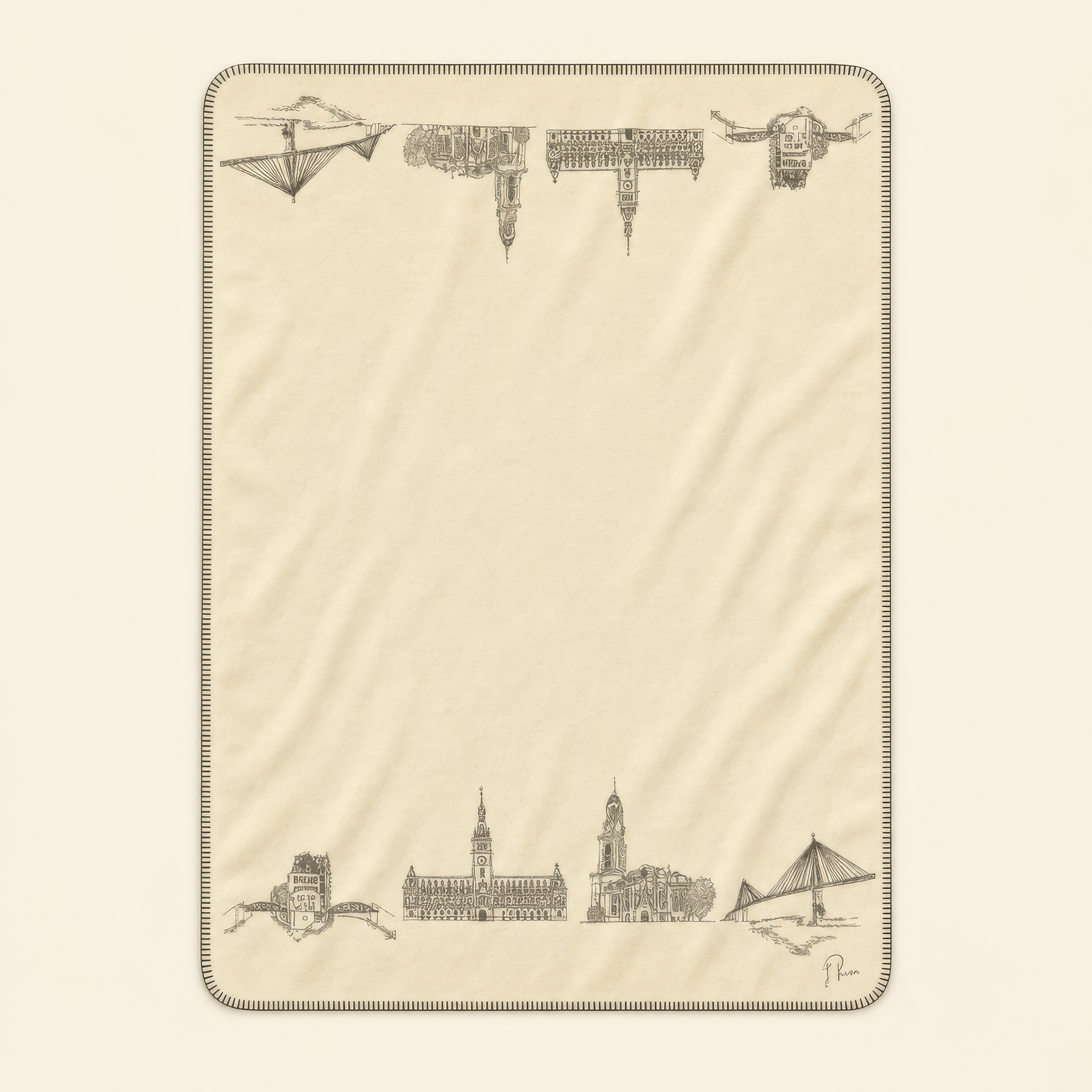 Kolter Decke mit Hamburg Skyline und Gebäuden.