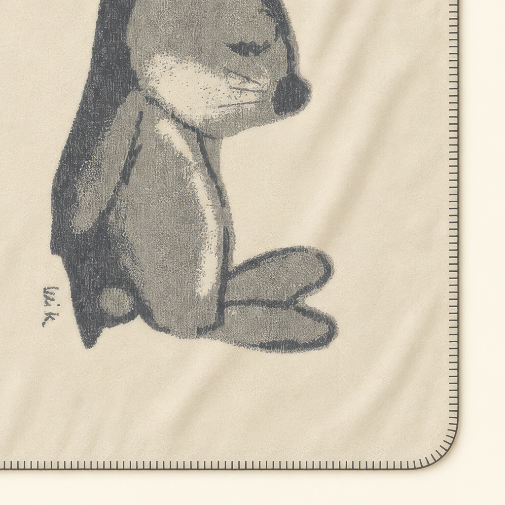 Kolter Decke mit sitzendem Hasen und Schriftzug.