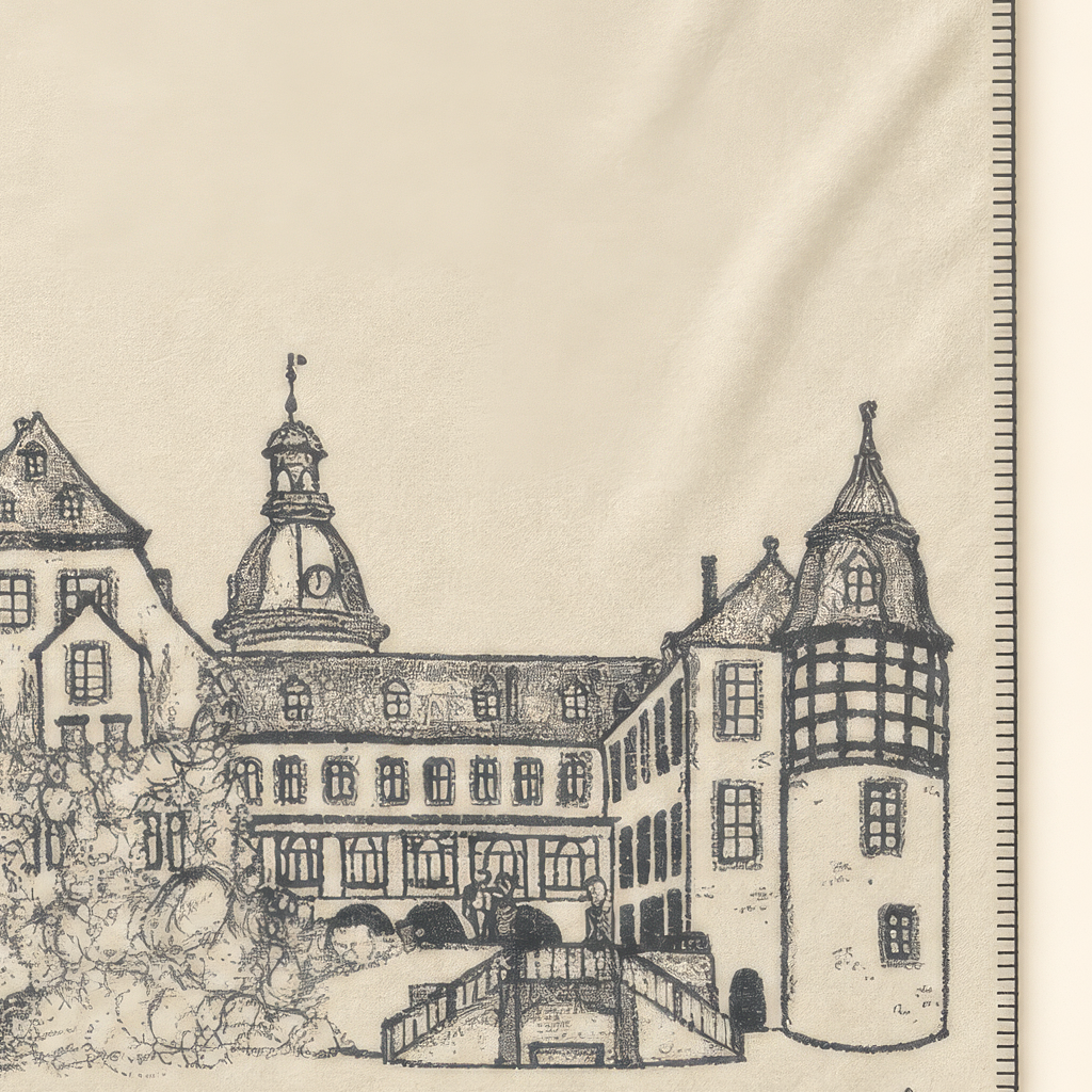 Kolter Decke mit Schlosszeichnung.