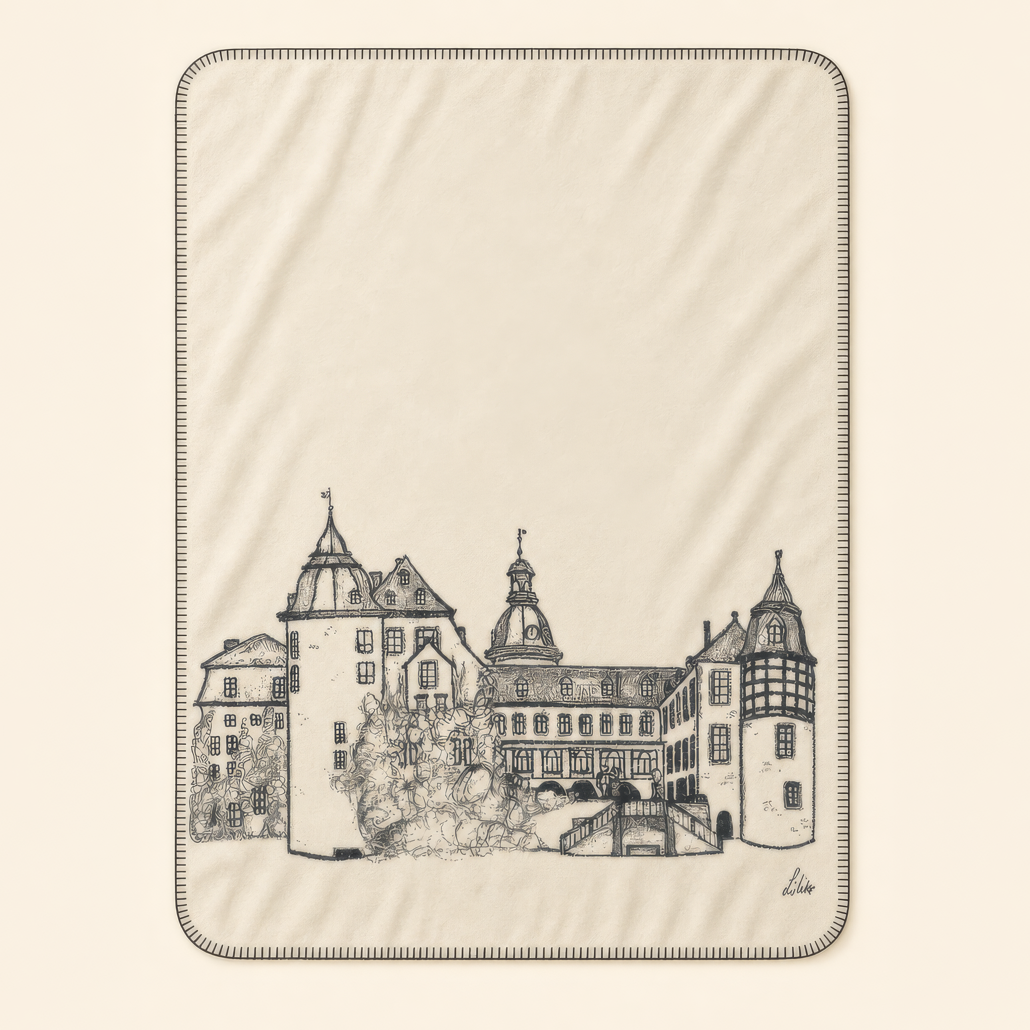Kolter Decke mit Schlosszeichnung.