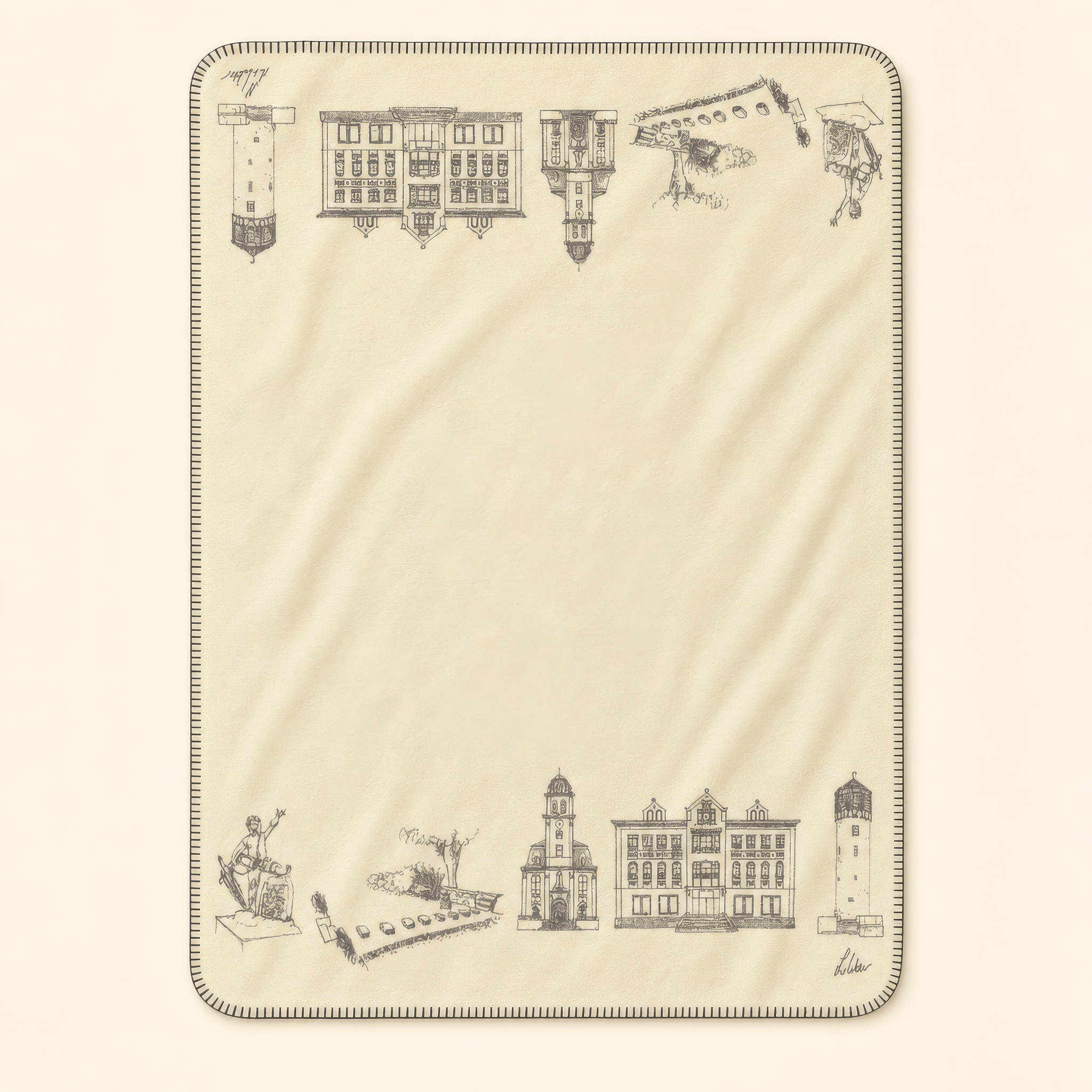 Kolter Decke mit historischen Lauterbach Wahrzeichen und Gebäuden.