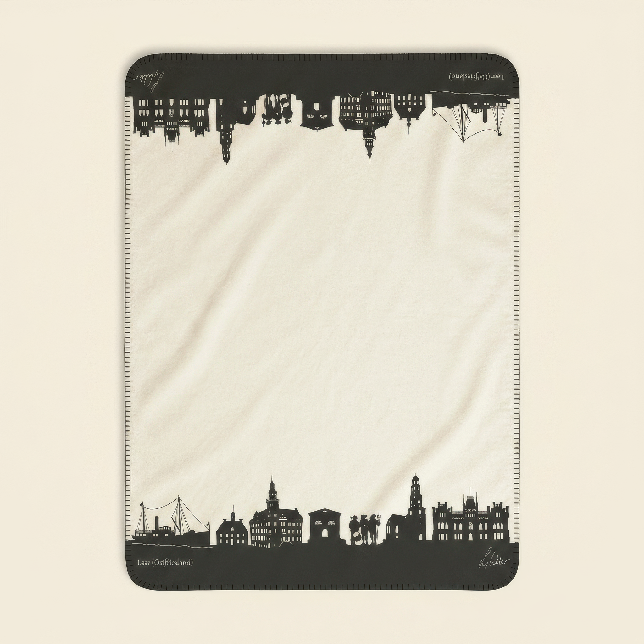 Kolter Decke mit Skyline von Leer in Ostfriesland.