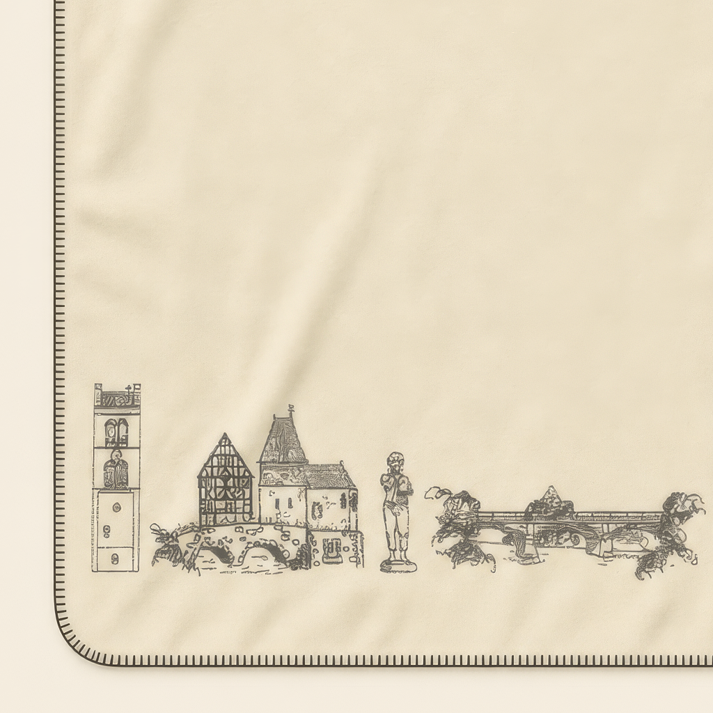 Kolter Decke mit Burg- und Stadtmotiven.