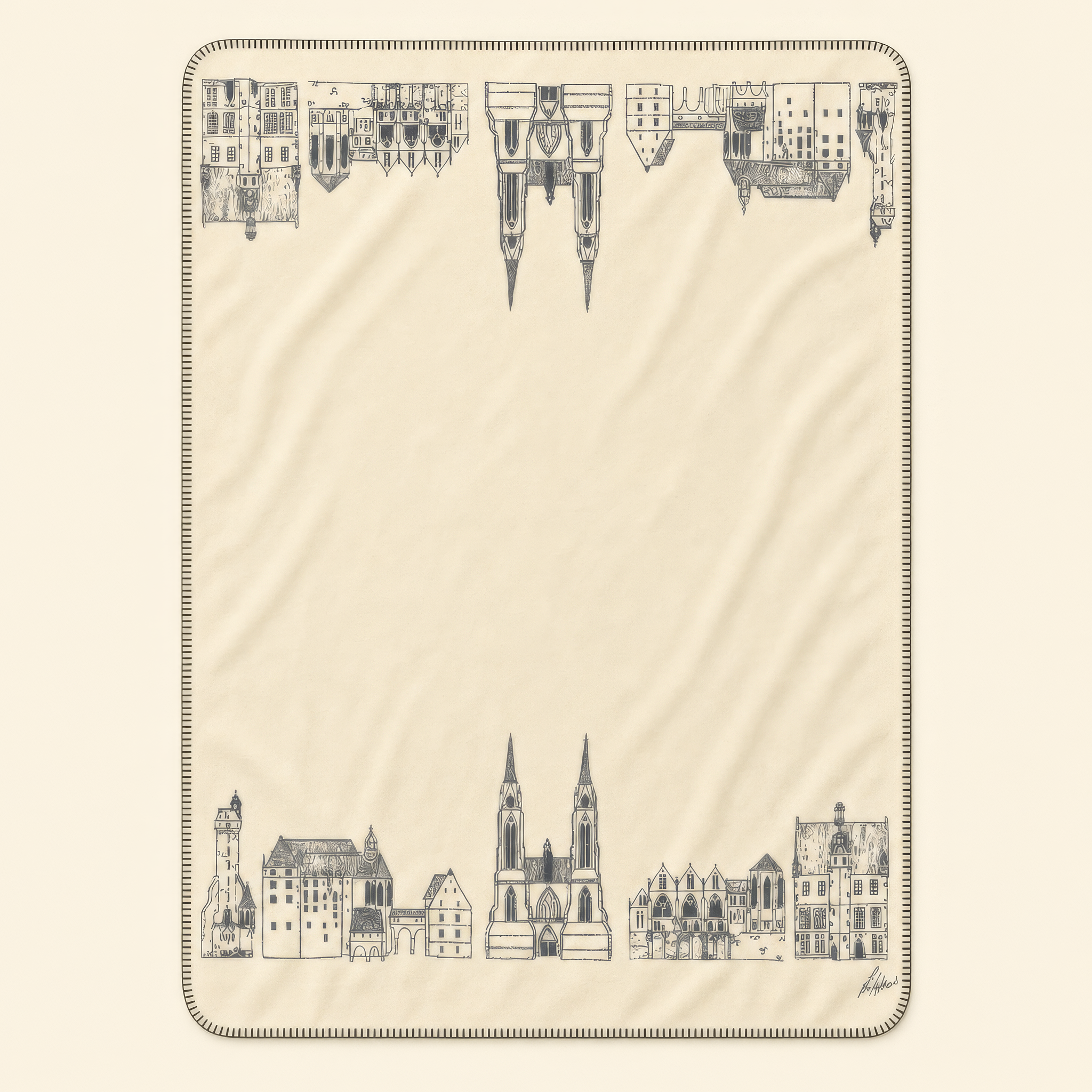 Kolter Decke mit Marburg Stadtansicht und historischen Gebäuden.
