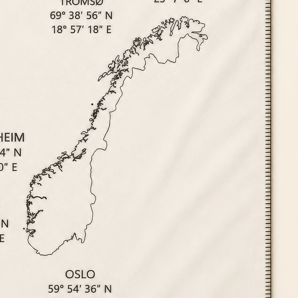 Kolter Decke mit Norwegen-Landkarte und Städtenamen