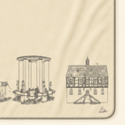 Kolter Decke mit historischen Gebäuden und Brunnenmotiv.