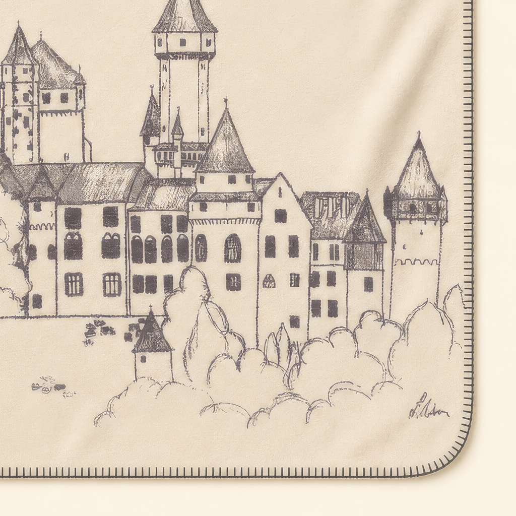 Kolter Decke mit Schloss und Bäumen.