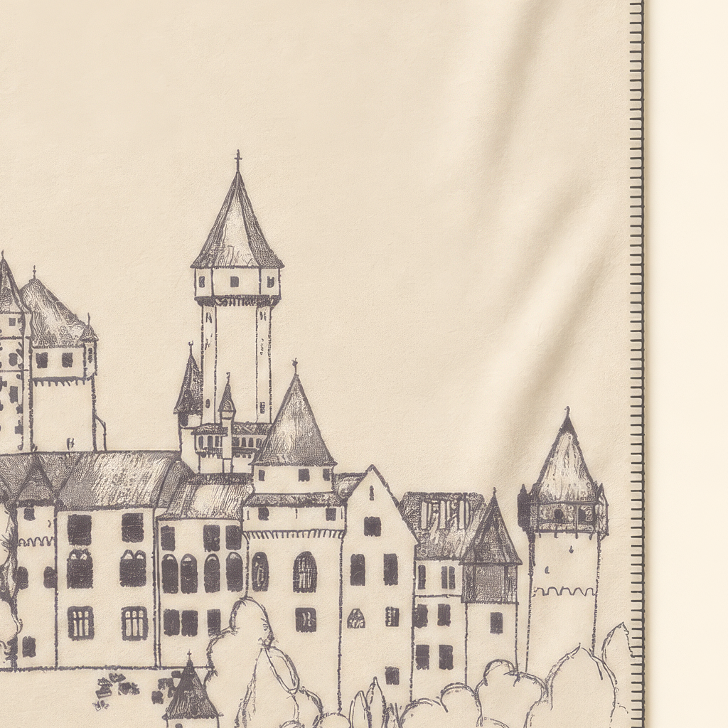 Kolter Decke mit Schloss und Bäumen.