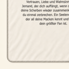 Kolter Decke mit Text über Freundschaft und Herzsymbol.