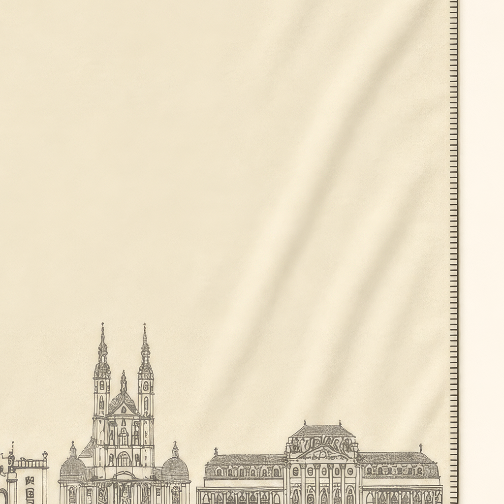 Kolter Decke mit Fulda Skyline Zeichnung.