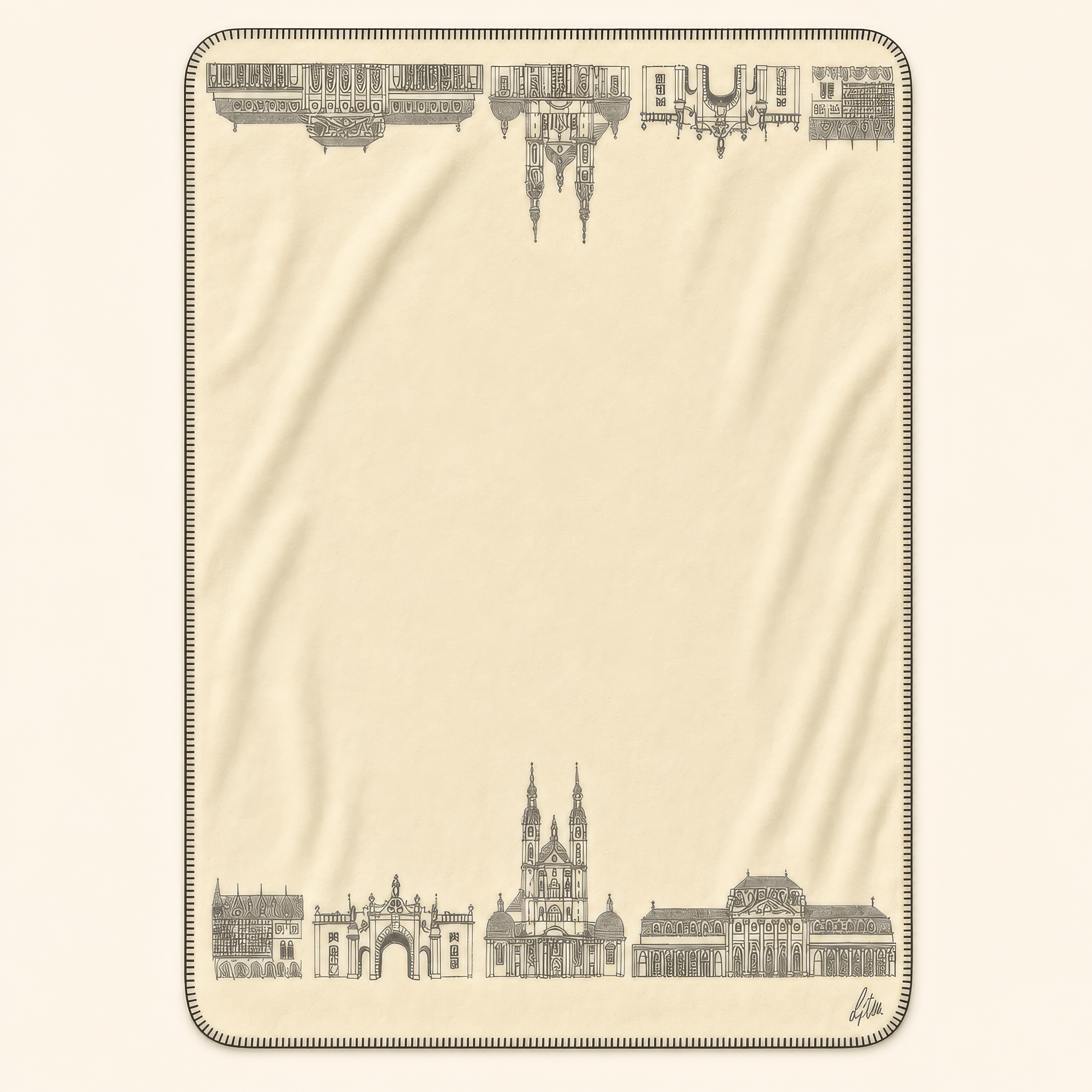 Kolter Decke mit Fulda Skyline Zeichnung.