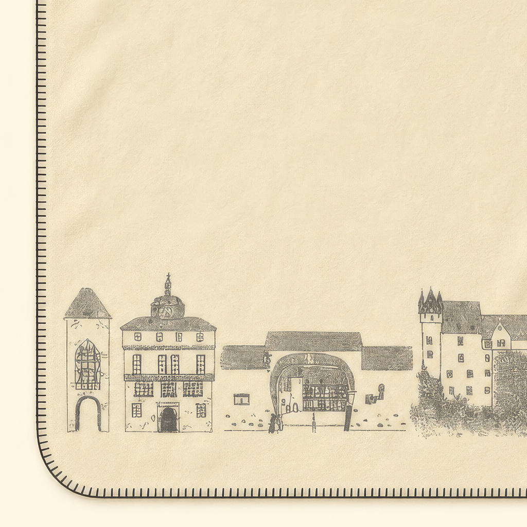 Kolter Decke mit Schloss und historischen Gebäuden.