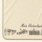 Kolter Decke mit historischen Gebäudeillustrationen und "Mein Hinterland" Schriftzug
