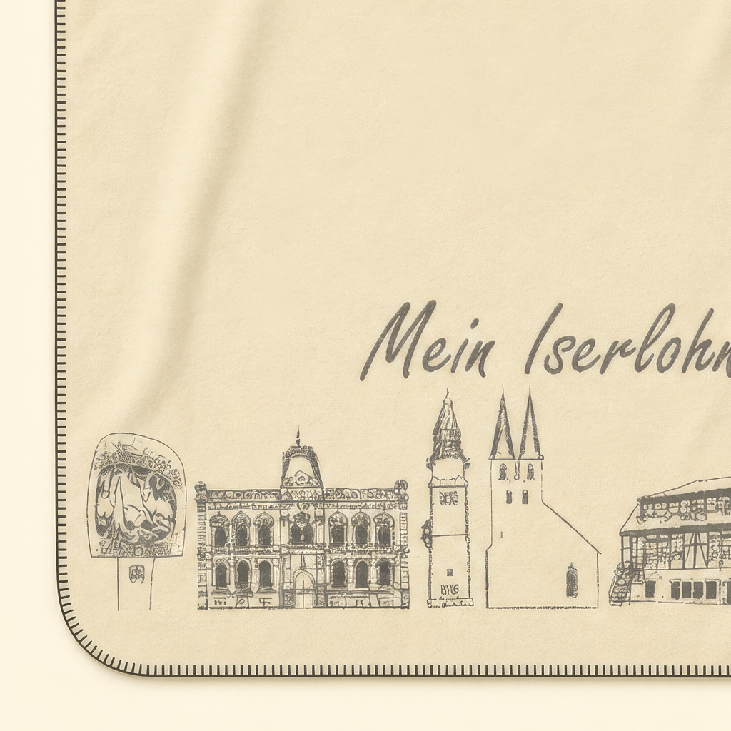 Kolter Decke mit Iserlohn Wahrzeichen und Schriftzug.
