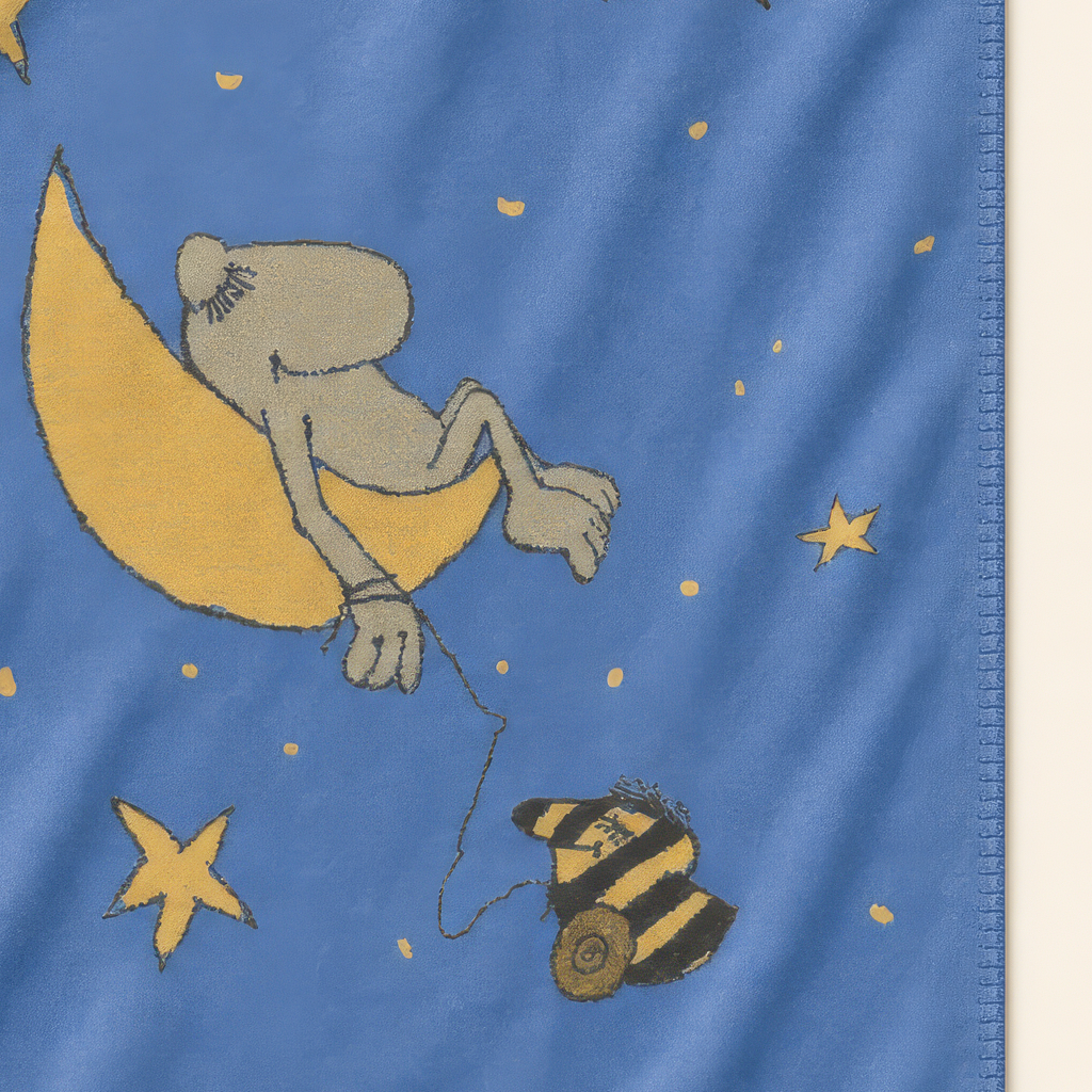 Kolter Decke mit Mond, Sternen und Tier im Flugzeug.