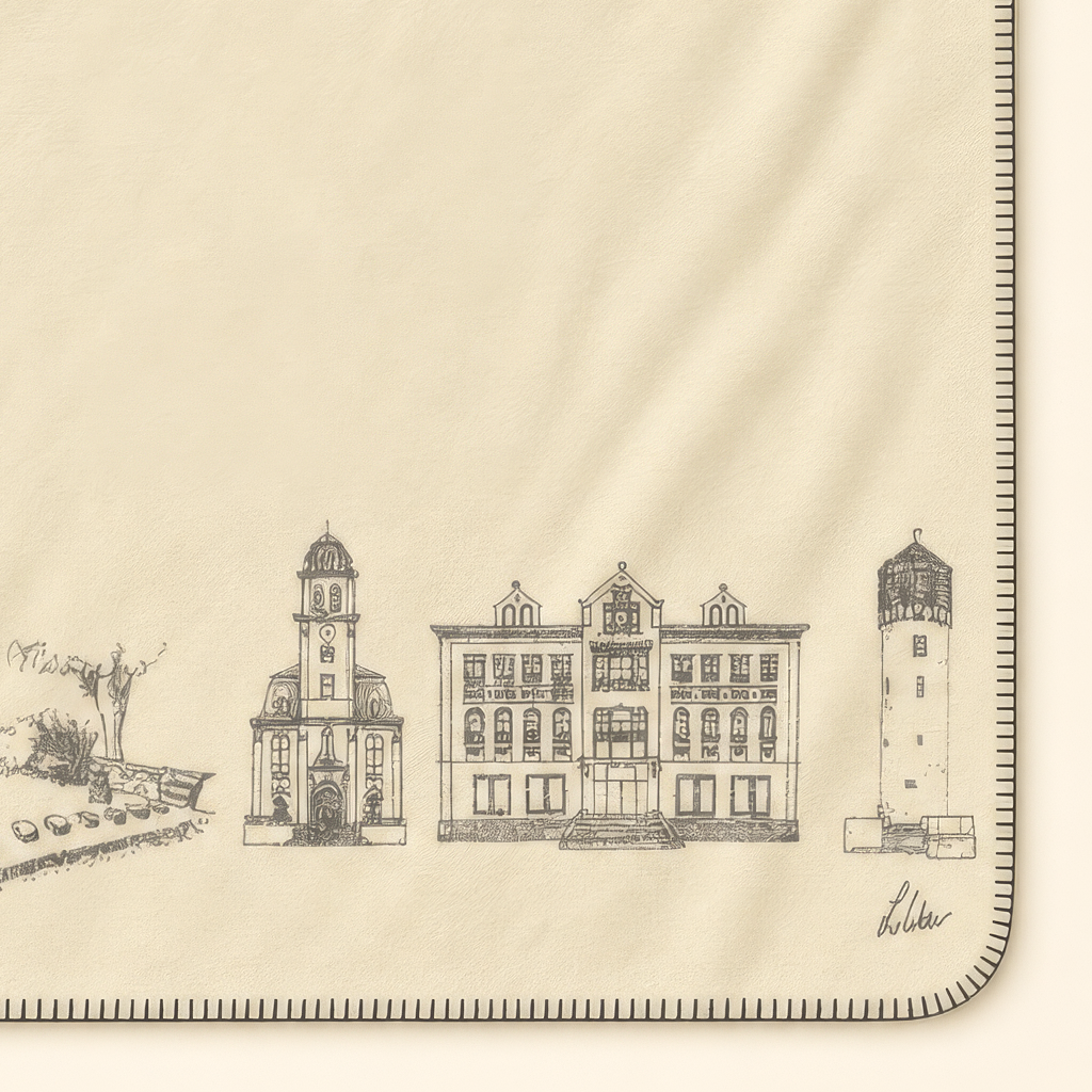 Kolter Decke mit historischen Lauterbach Wahrzeichen und Gebäuden.