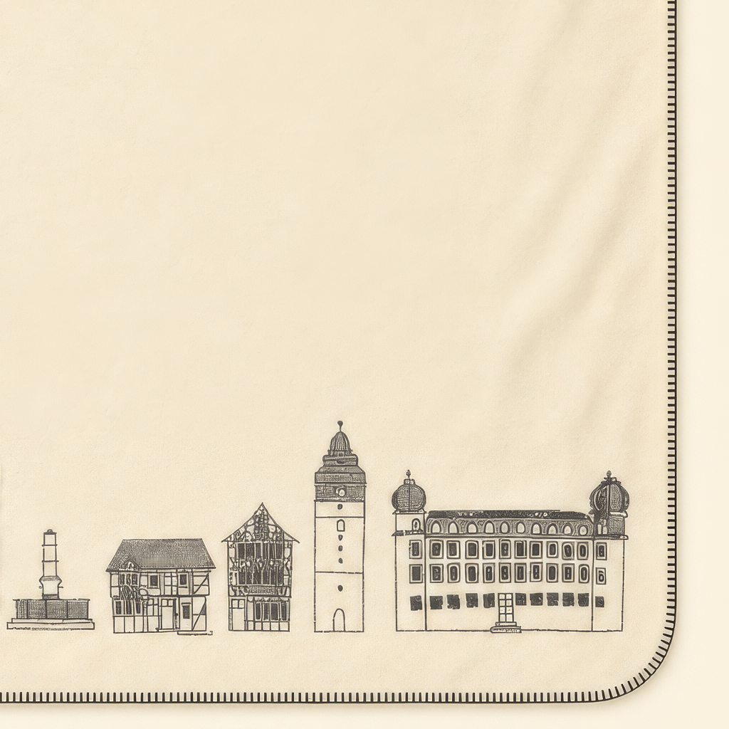 Kolter Decke mit Stadtsilhouette und Gebäuden.