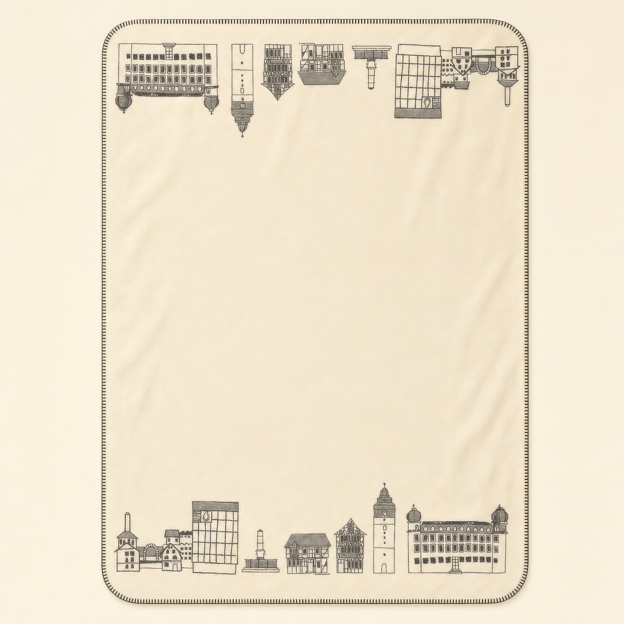 Kolter Decke mit Stadtsilhouette und Gebäuden.