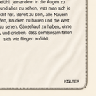 Kolter Decke mit Text über Liebe und Herzsymbol