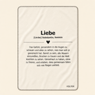 Kolter Decke mit Text über Liebe und Herzsymbol