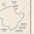 Kolter Decke mit Mallorca-Karte und Ortsnamen