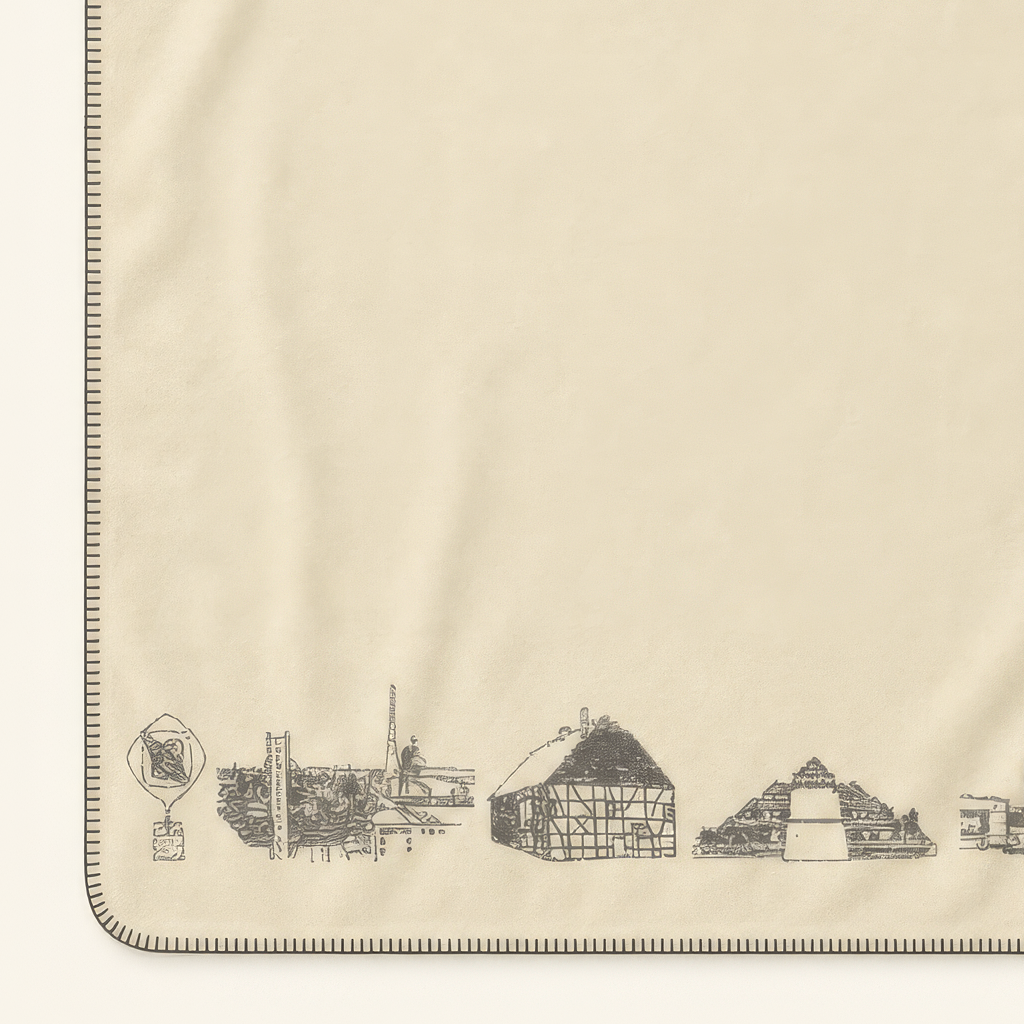 Kolter Decke mit Stadt-Gebäuden und Wahrzeichen an den Rändern.