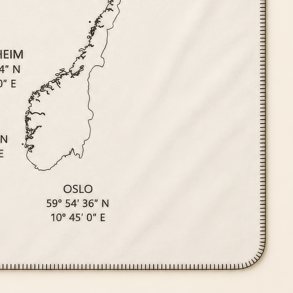 Kolter Decke mit Norwegen-Landkarte und Städtenamen