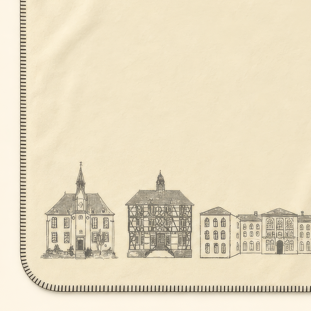 Kolter Decke mit historischen Fachwerkhäusern und Kirche.