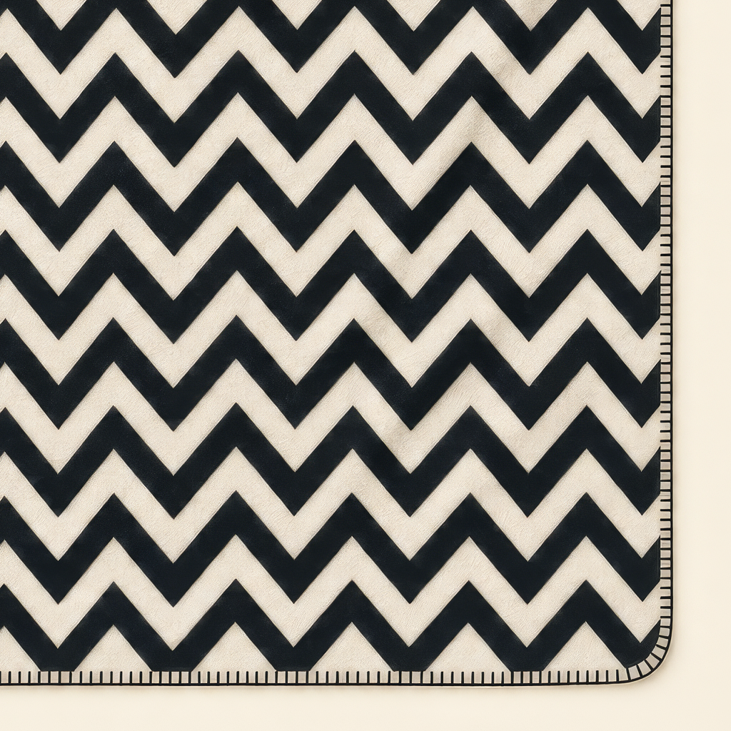 Kolter Decke mit Zickzack-Muster in Schwarz-Weiß.